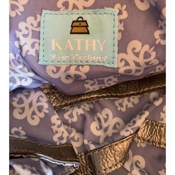 Y2K Kathy Van Zeeland Silver Gray Shoulder Bag Blue Interior Stones - Picture 11 of 11